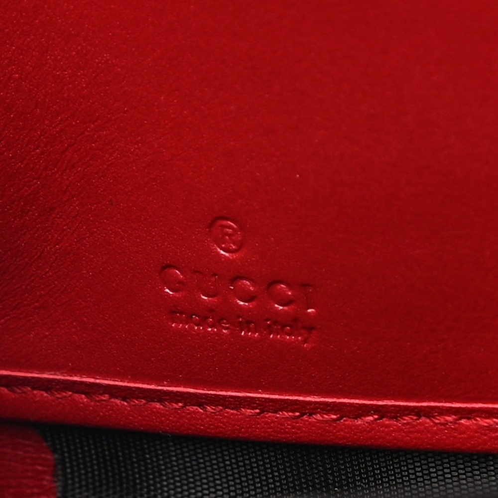 Gucci Calfskin Matelasse GG Marmont Zip Around Wallet Hibiscus Red - Picture 15 of 16